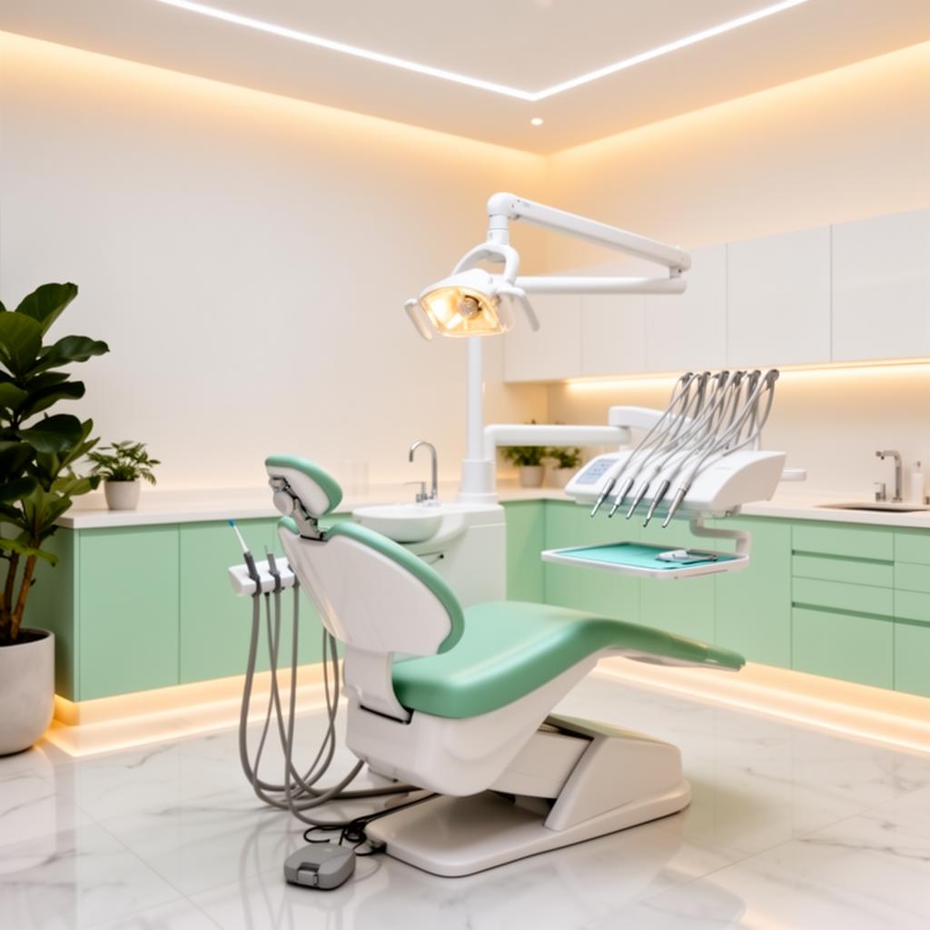 Interior moderno da clínica OralBalance em Luanda