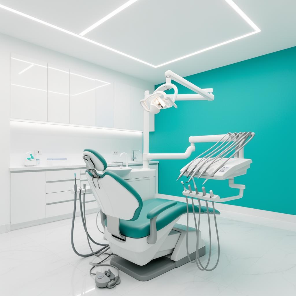 Interior moderno da clínica OralBalance em Luanda