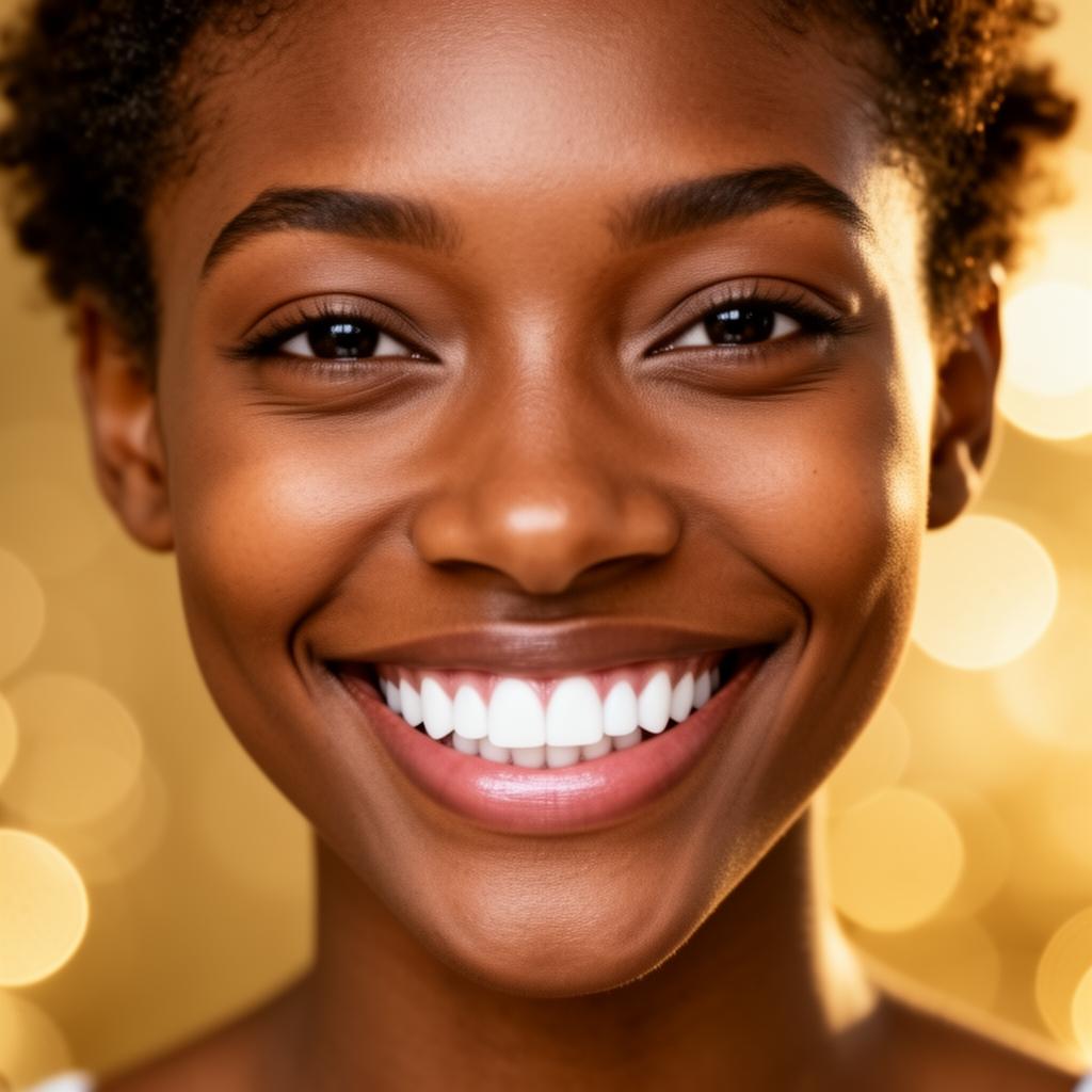 Sorriso branco e radiante após clareamento dental na OralBalance Luanda