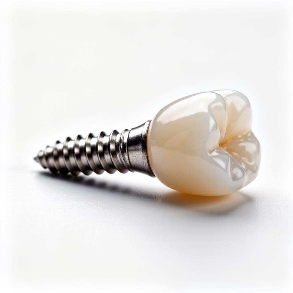 Implante dentário - parafuso de titânio e coroa cerâmica